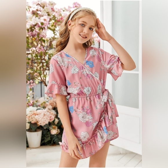 NWOT Teurkia Pink Floral Girls Romper Size Large - Picture 14 of 16